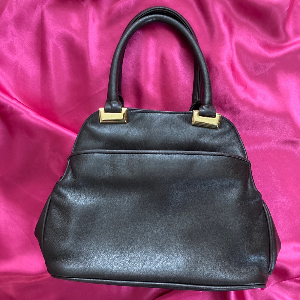 Vintage Black Leather Pouch-Purse